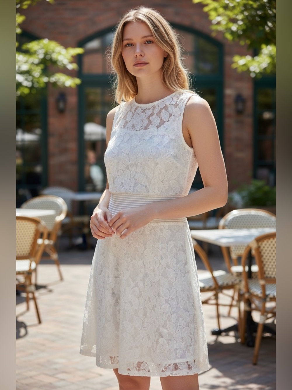 #112 GABBY SKYE cream sleeveless dress NWT
